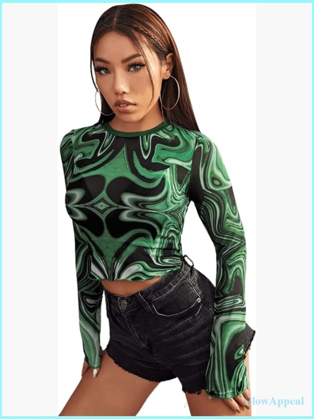 Sheer Mesh Long Sleeve Crop Top Y2K Going Out Sexy Club Tee